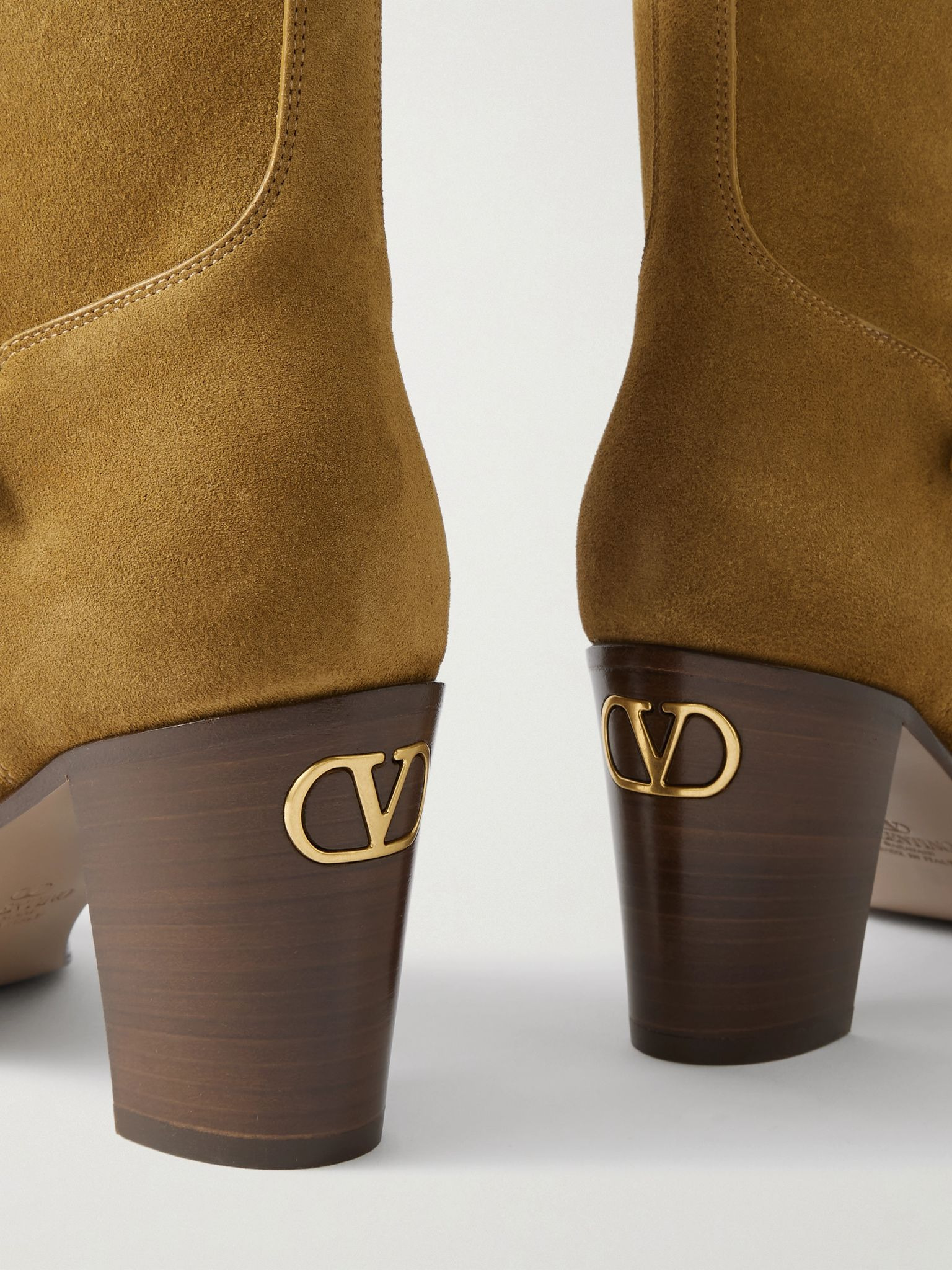Pattie 75 buckle-embellished suede ankle boots Tan - 4