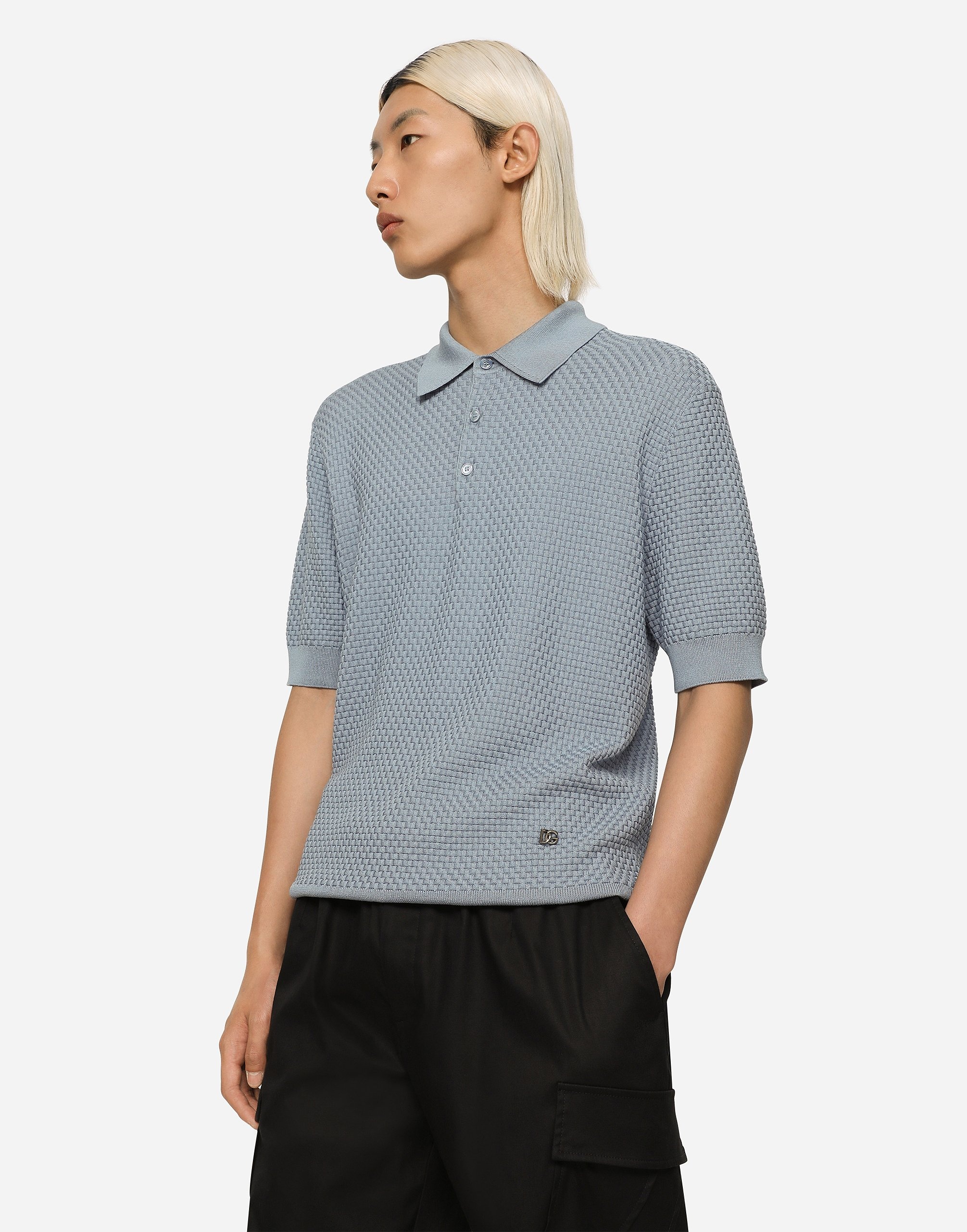 Stretch cotton polo-shirt with DG hardware - 2