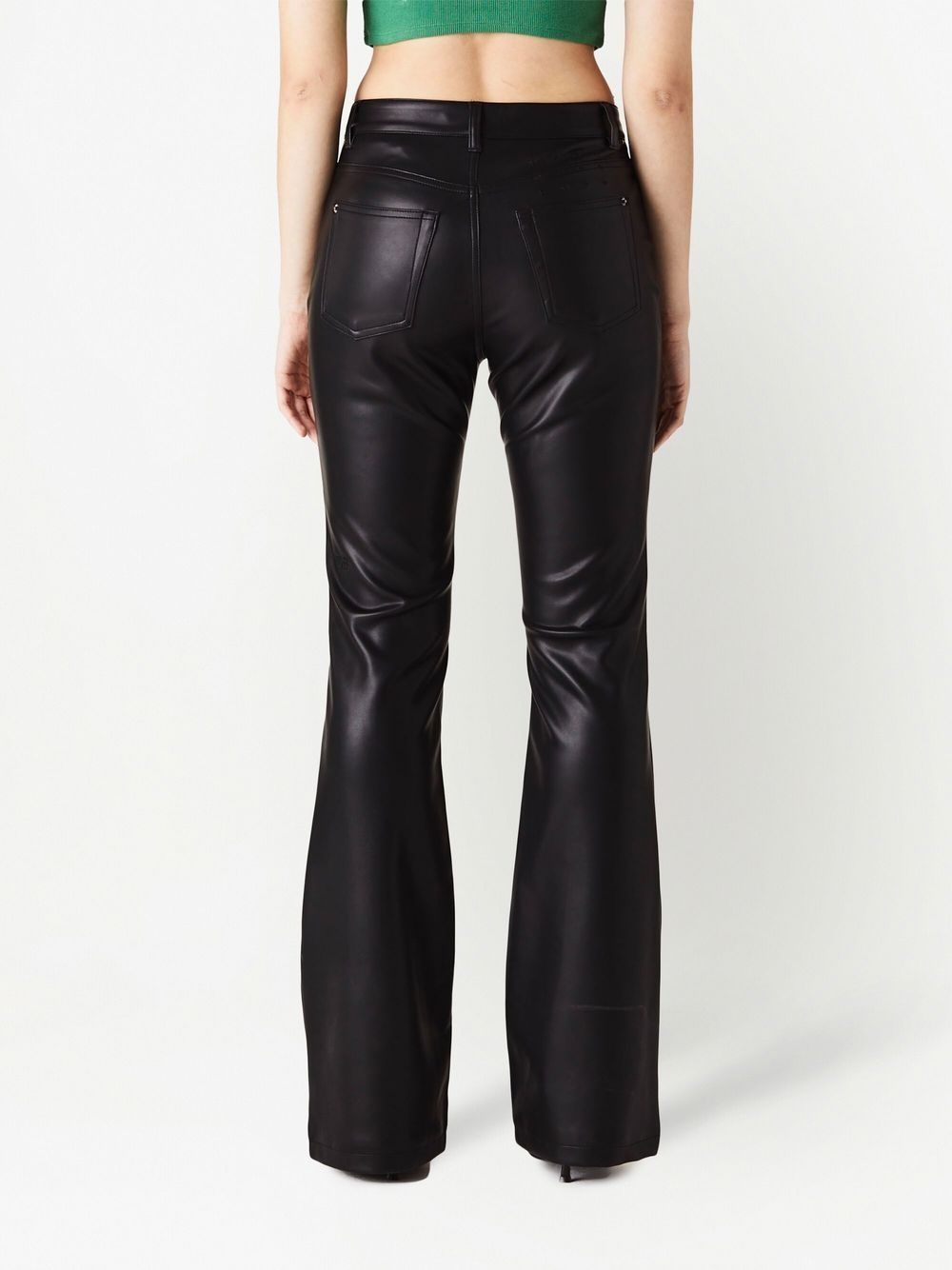 faux-leather flared trousers - 3