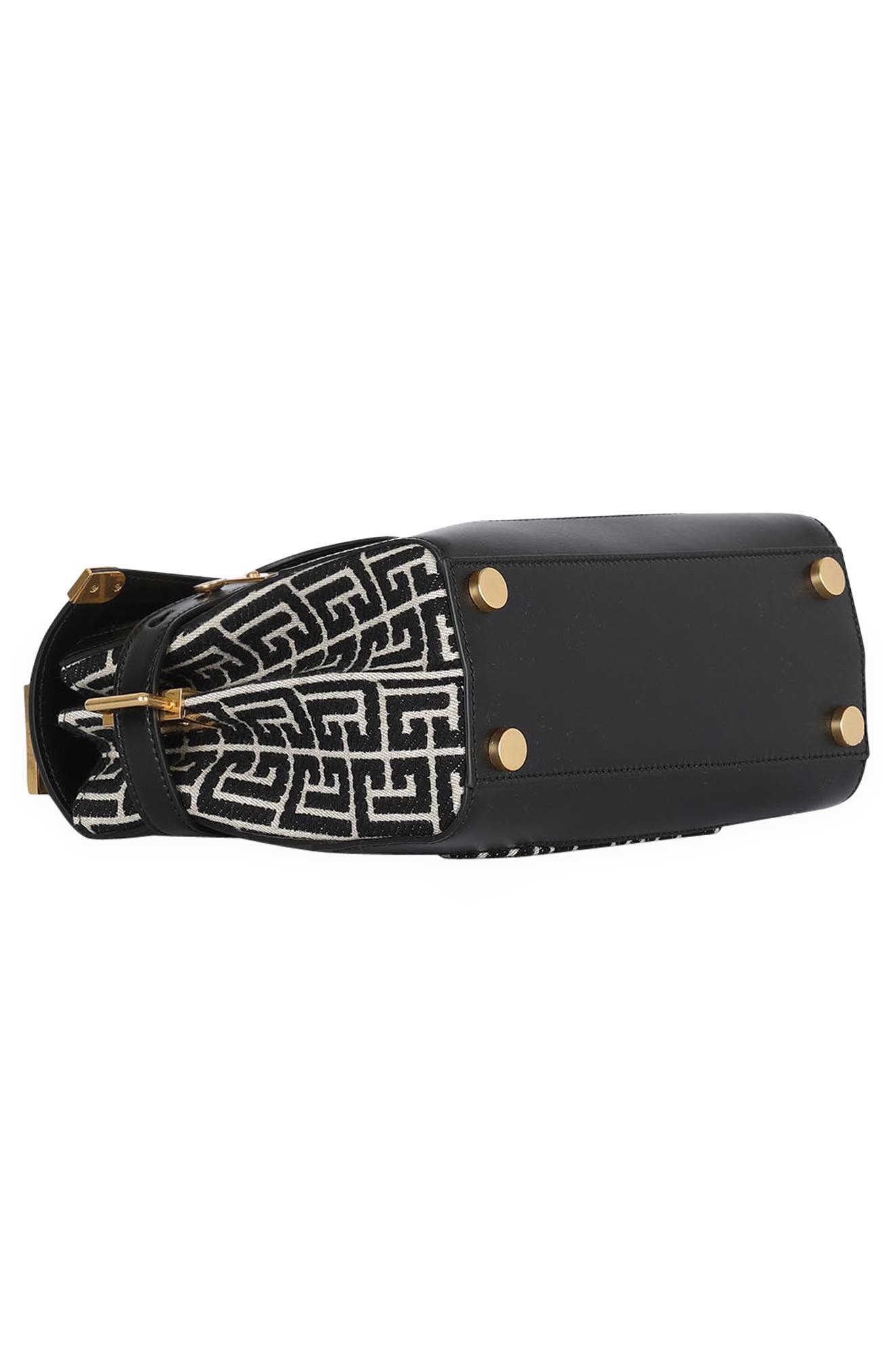 Balmain B-Buzz 23 Monogram Jacquard Top Handle Bag in Ivory/Black at Nordstrom - 5