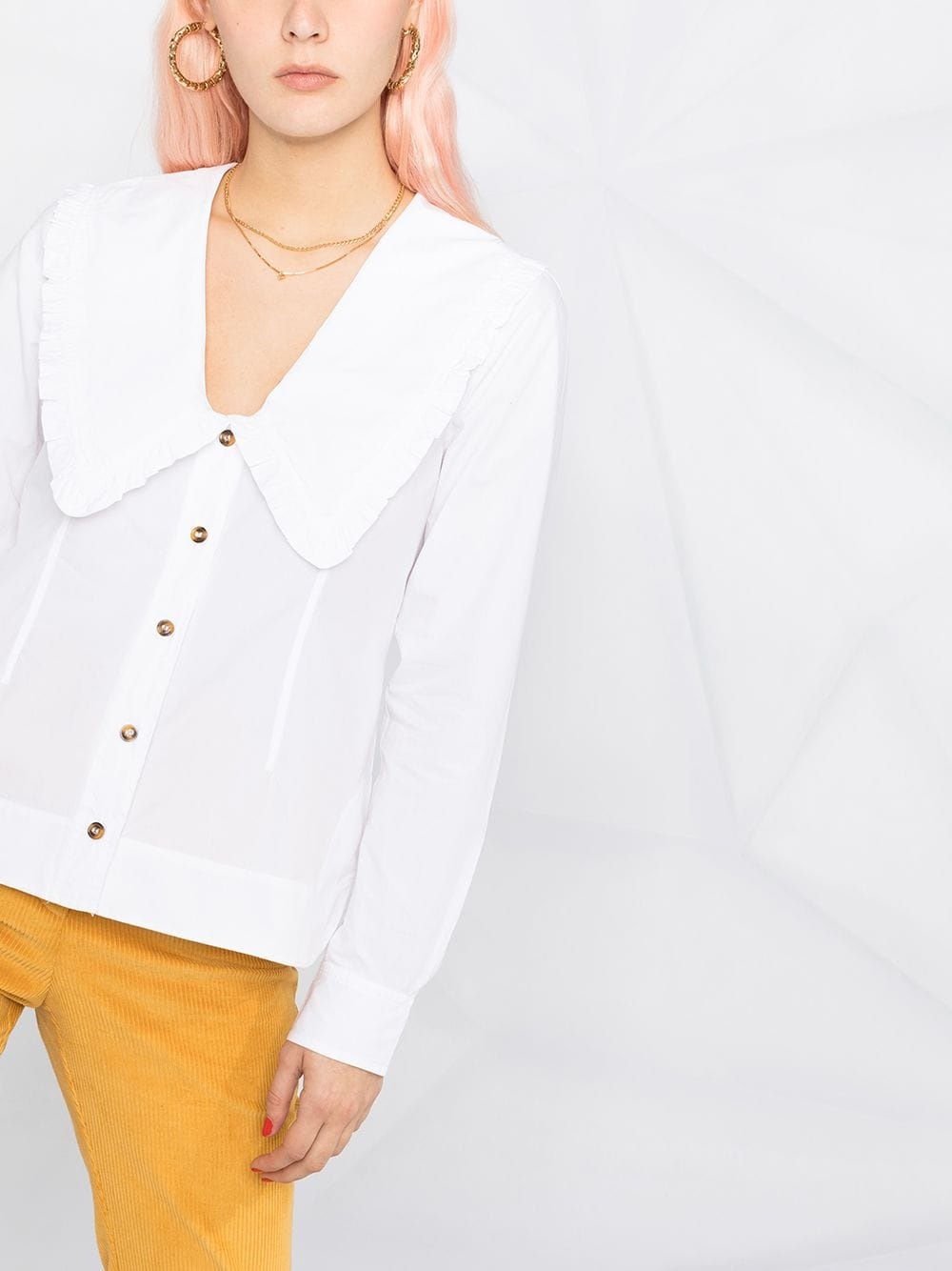 ruffled exaggerated collar blouse - 5