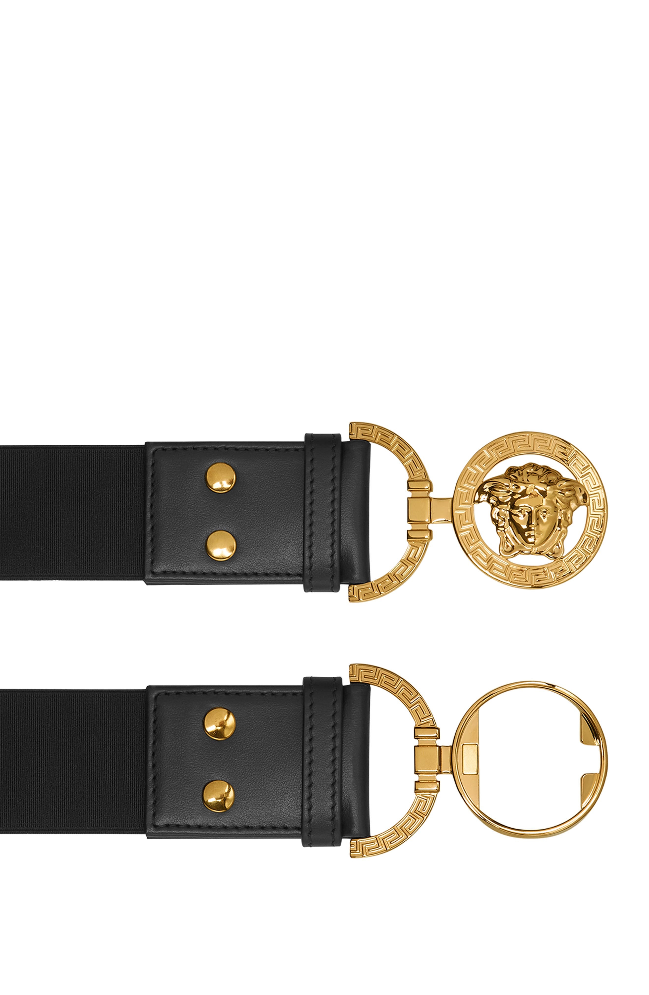 Versace La Medusa Wide Elastic Belt in Black Versace Gold at Nordstrom - 2