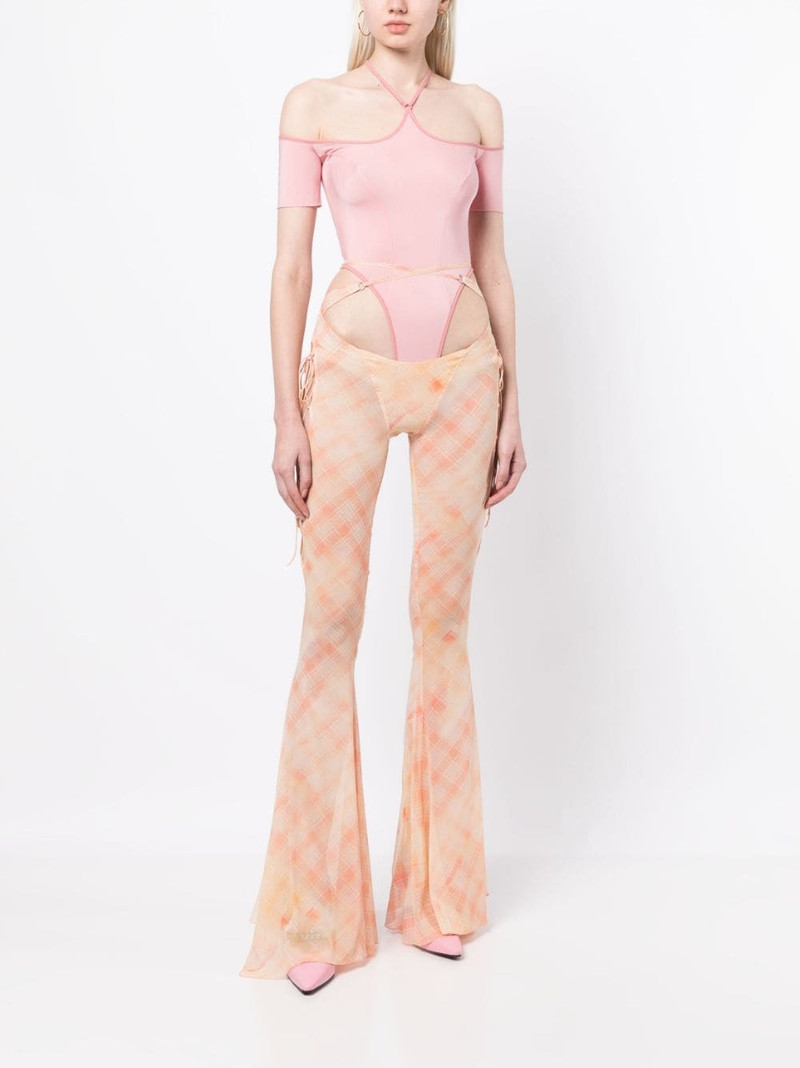 KNWLS Glimmer checked flared trousers outlook