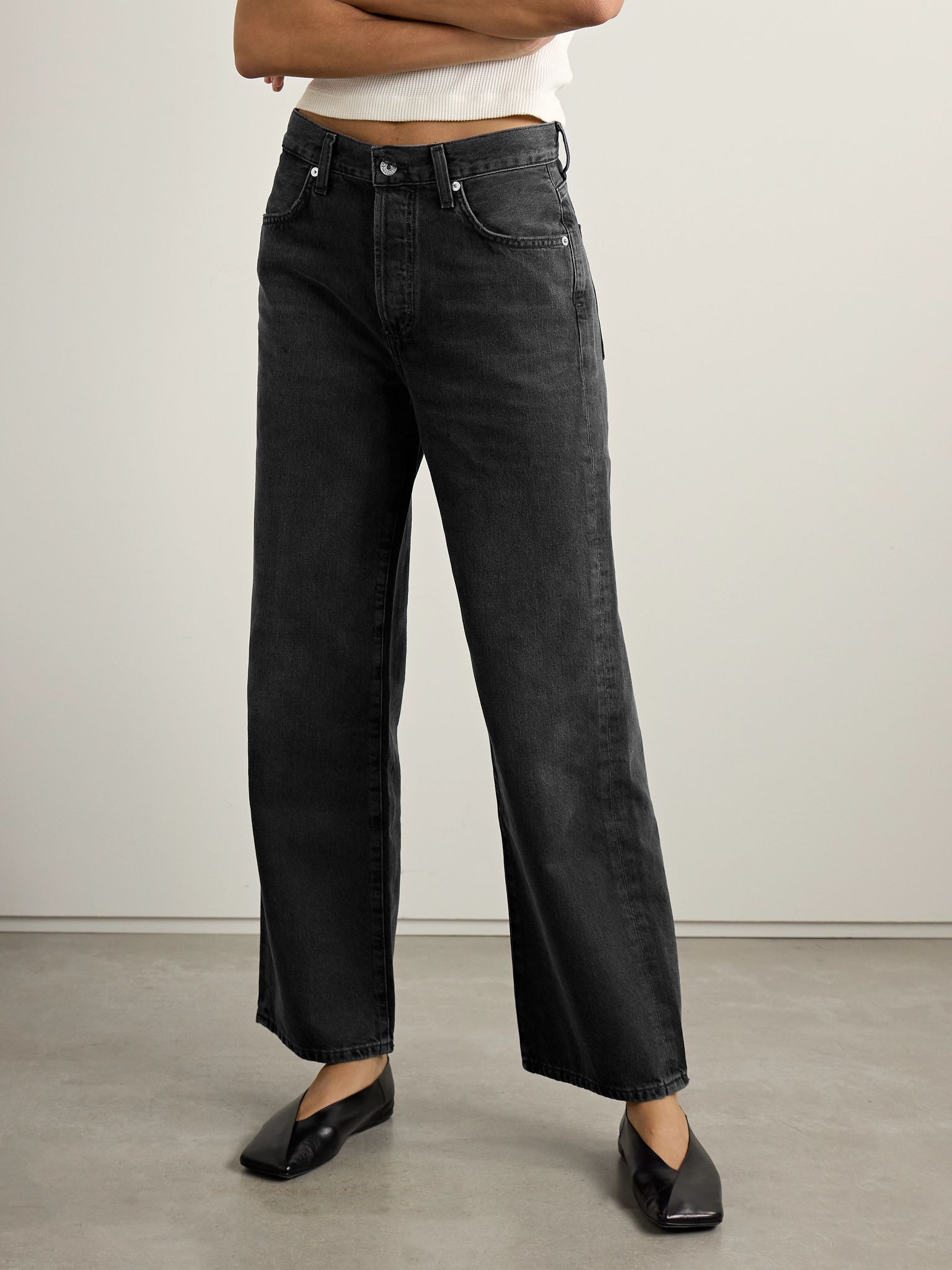 Annina high-rise wide-leg jeans - 30” Black - 3