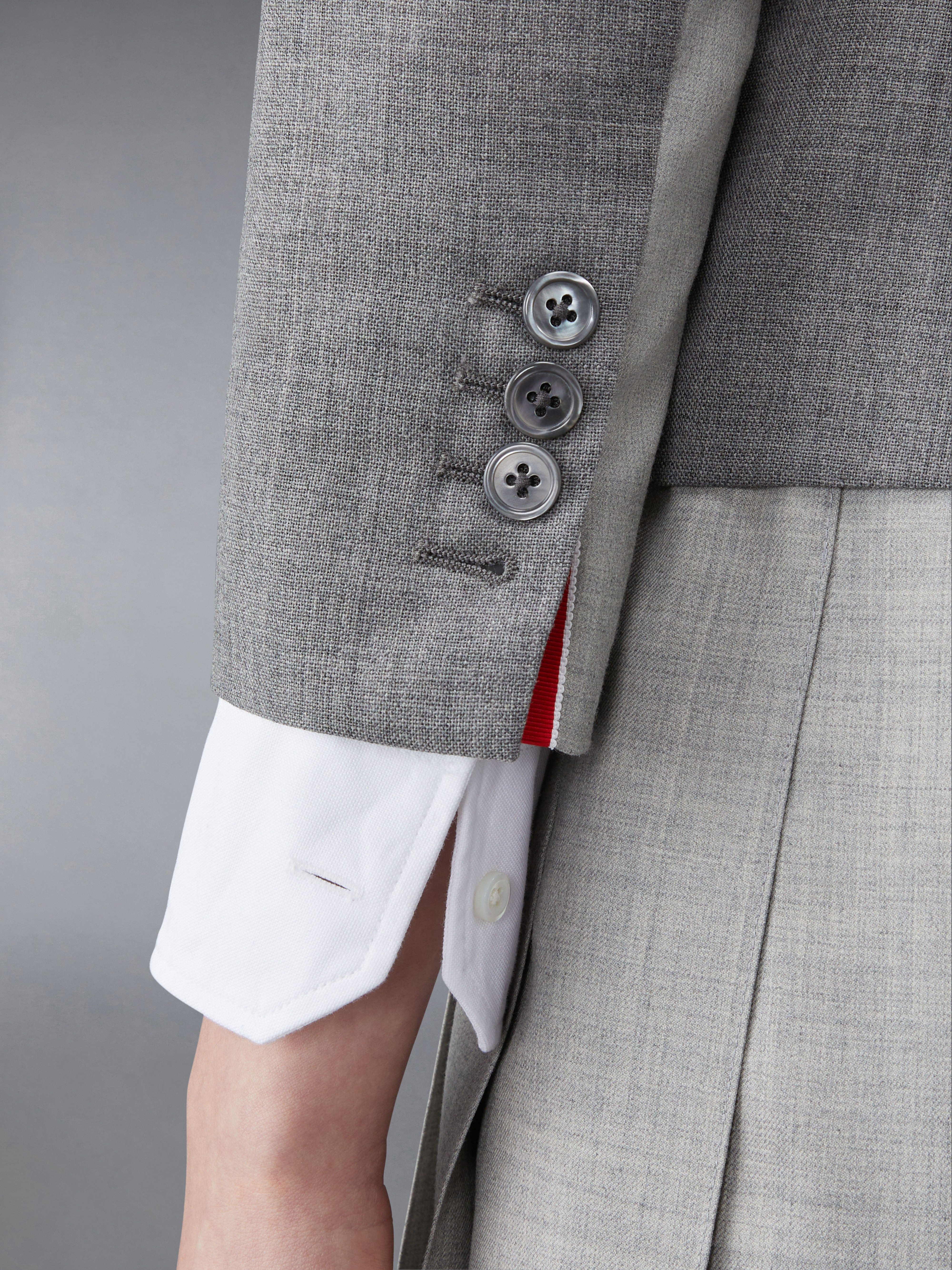 Grey Fun-Mix Wool 2 Ply Fresco High Armhole Jacket - 4
