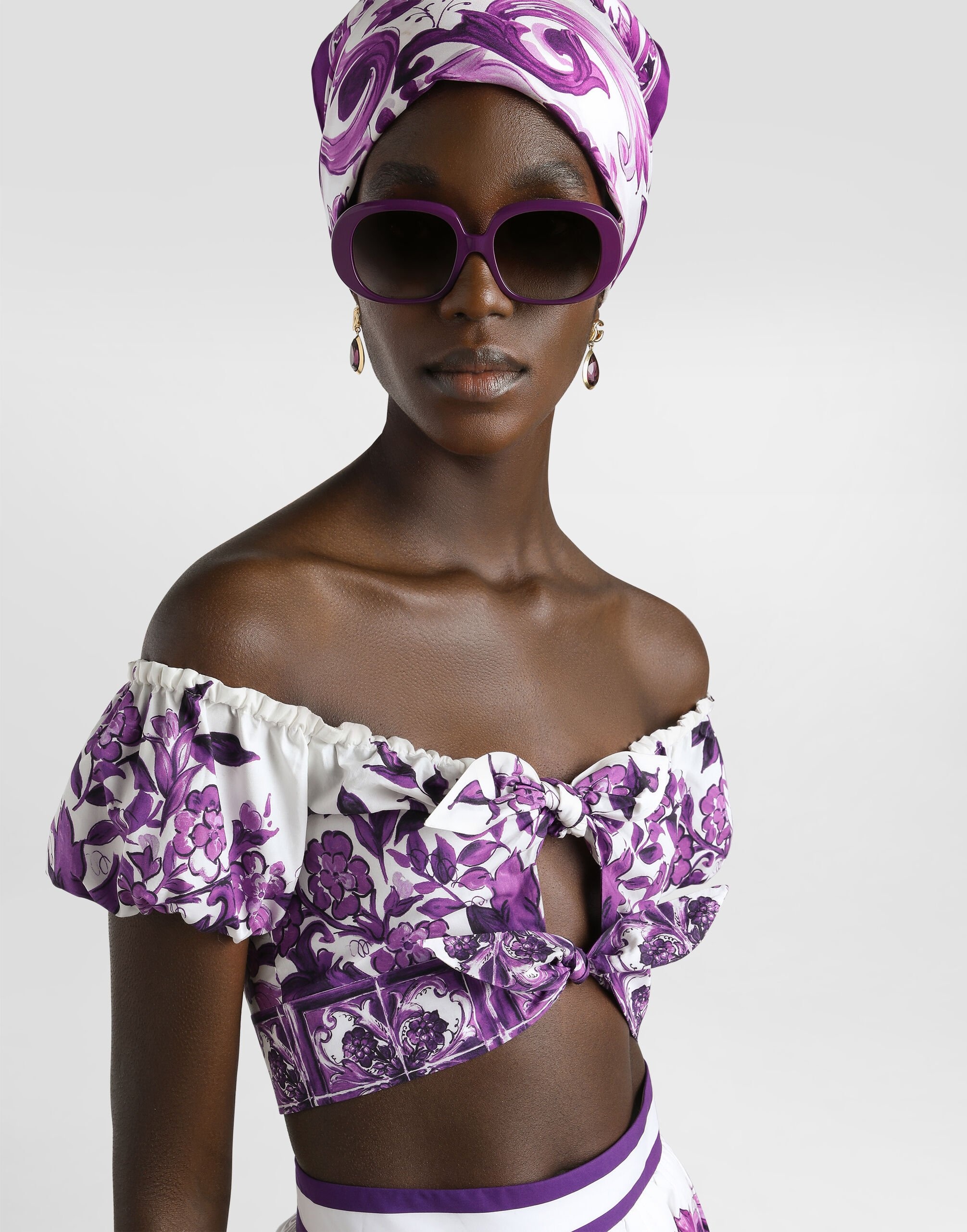 Majolica-print poplin top - 4