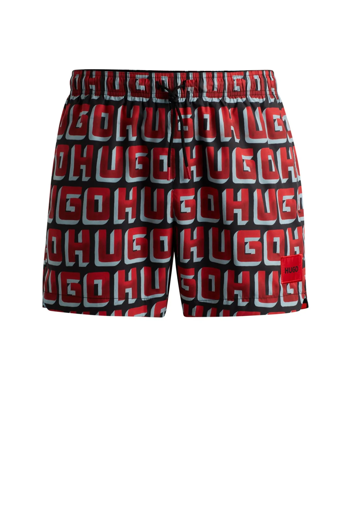 QUICK-DRY SWIM SHORTS WITH ALL-OVER LOGO PRINT - 1