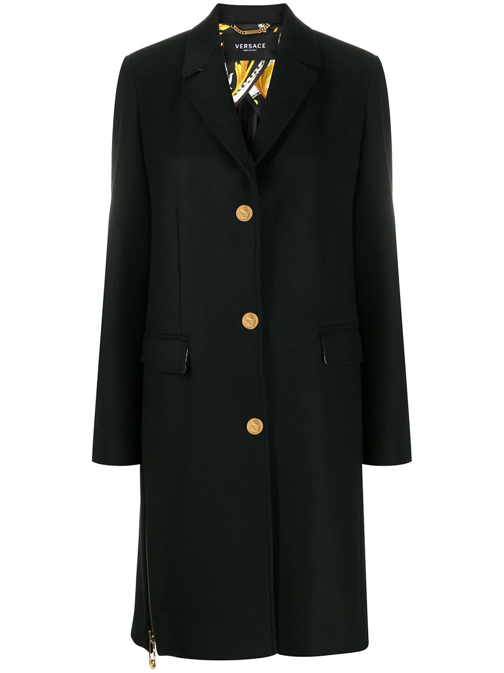 zip accent mid-length coat - 1