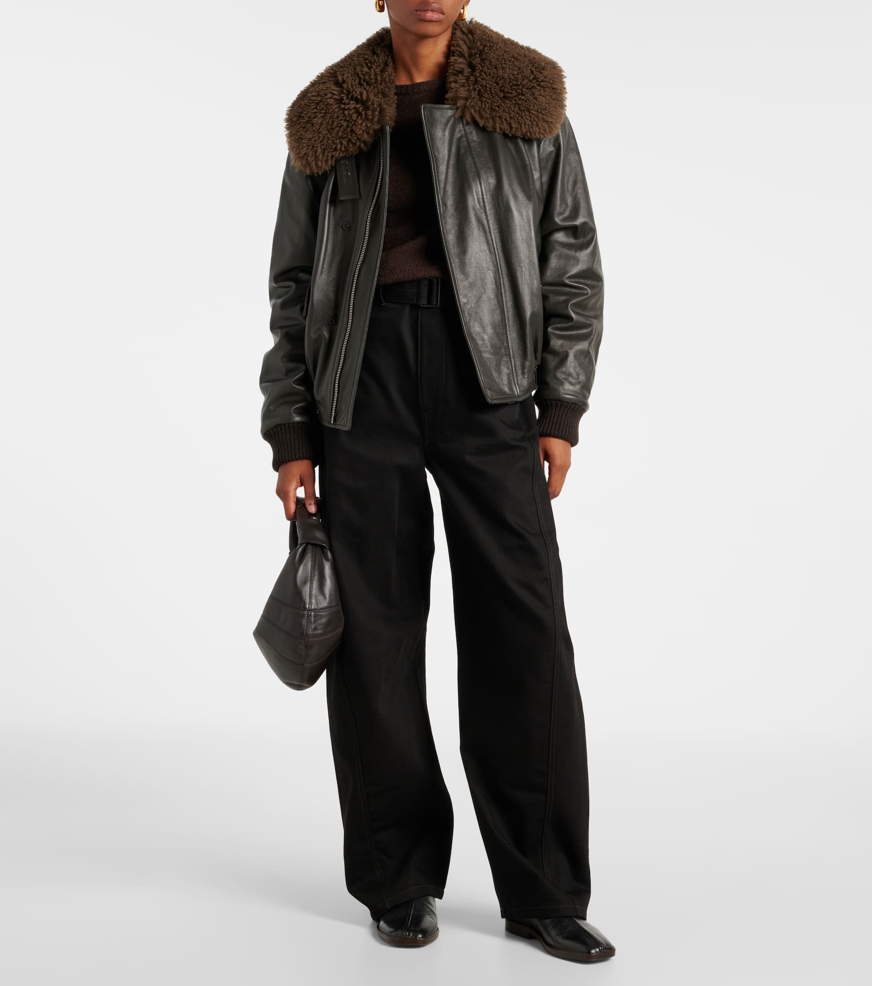 Shearling-trimmed leather blouson - 2