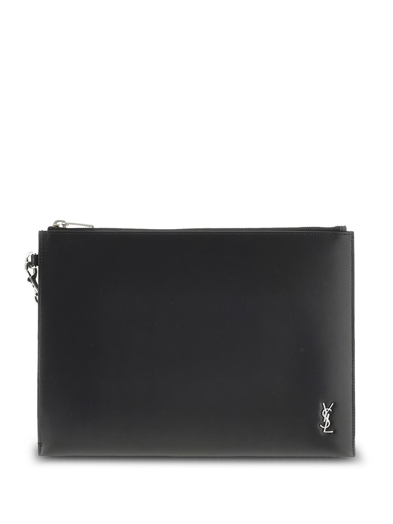 SAINT LAURENT Cassandre zip wrist-strap pouch outlook