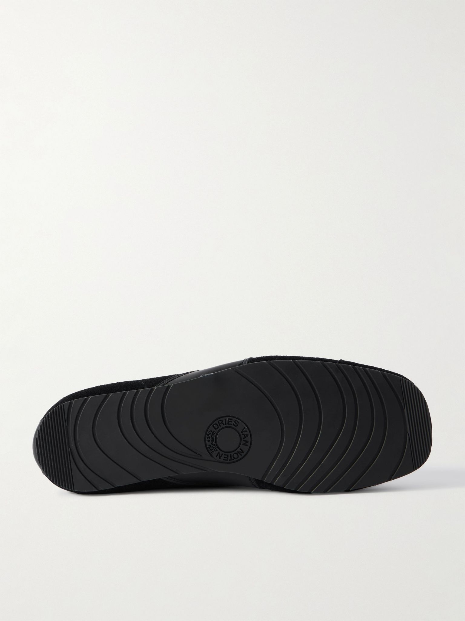 Leather-Trimmed Suede Sneakers Black - 3