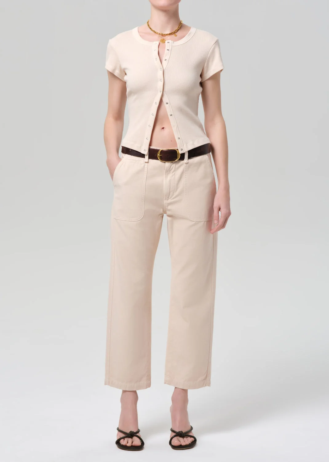Tabi Short Sleeve Cardigan In Shrimp - 1