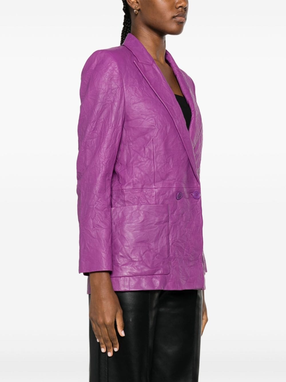 Visco crinkled leather blazer - 3