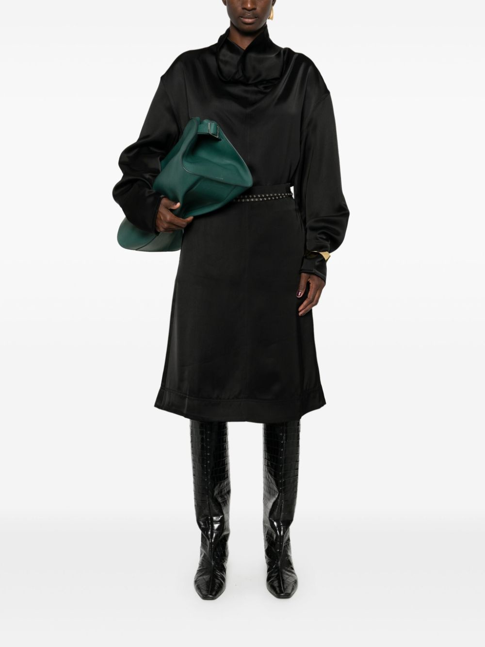 panelled satin midi skirt - 2