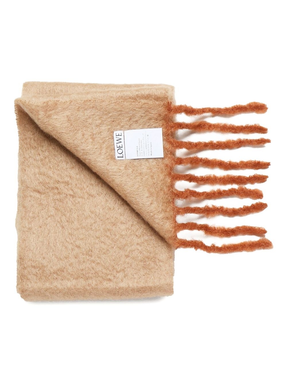 fringed leather-patch scarf - 2