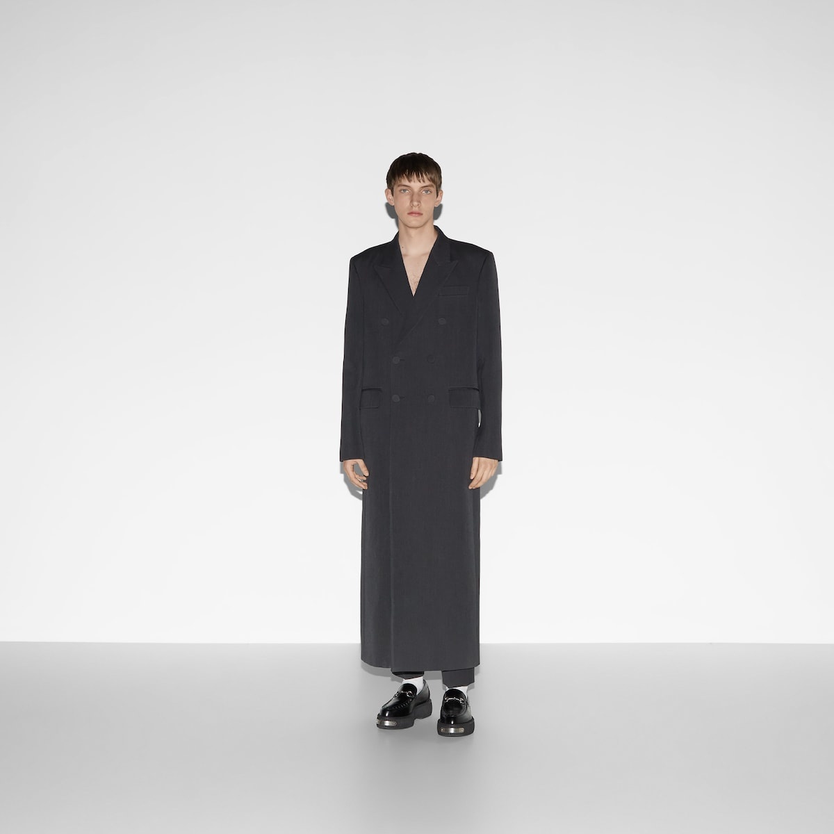 Wool coat with 'Ancora' embroidery - 3