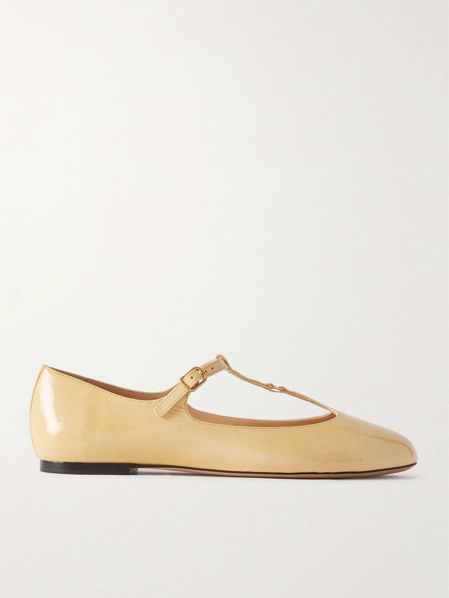 Marcie embellished patent-leather ballet flats Pastel yellow - 1