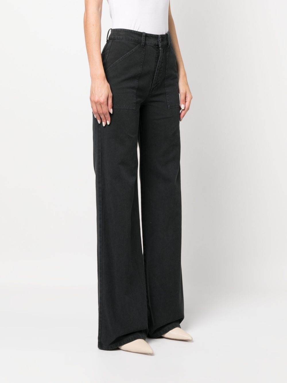 mid-rise wide-leg trousers - 3