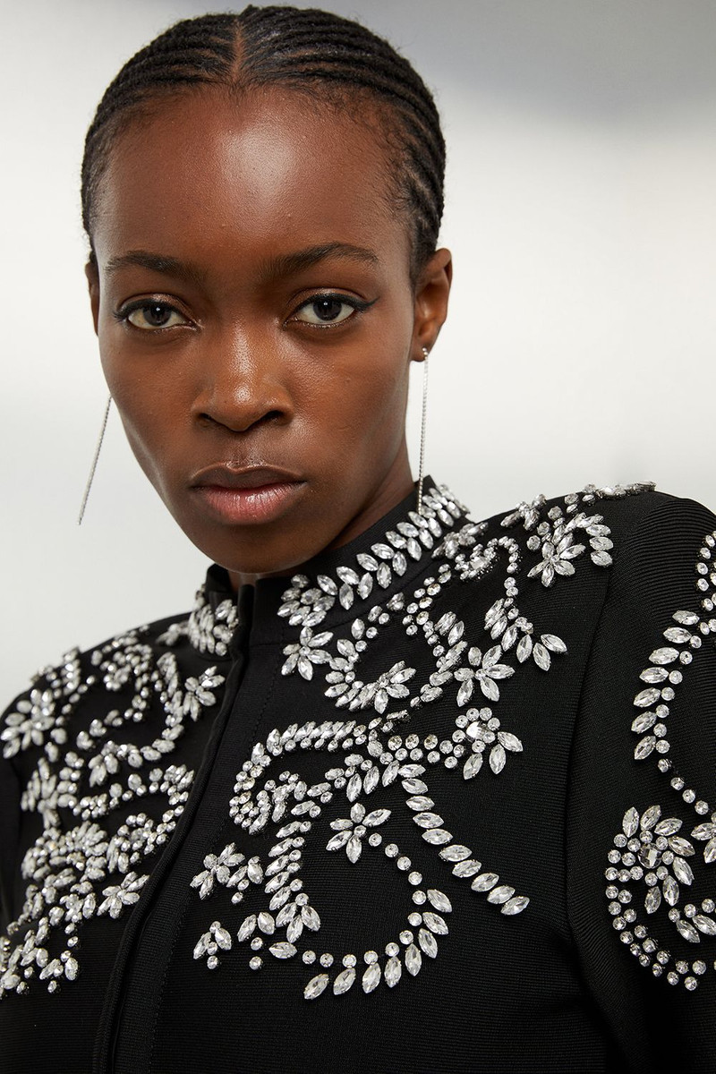 KAREN MILLEN Figure Form Bandage Embellished Knit Jacket outlook