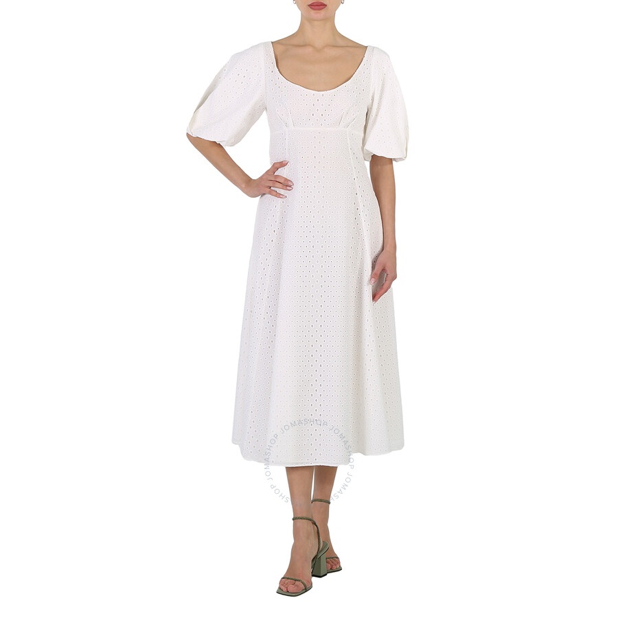 Kenzo Ladies Off White Broderie Anglais Embroidered Midi Dress - 4