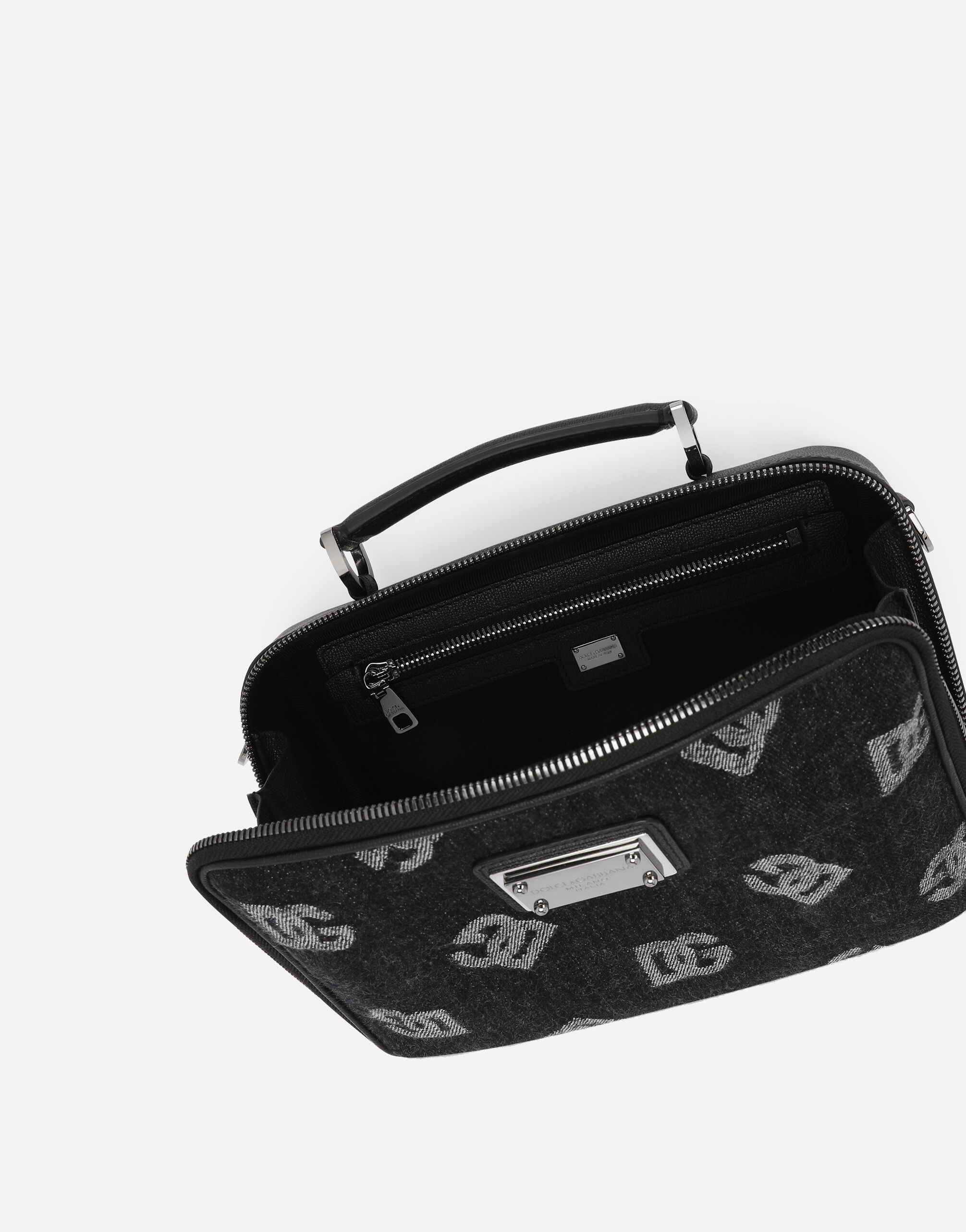 Calfskin and denim crossbody bag with logo - 5