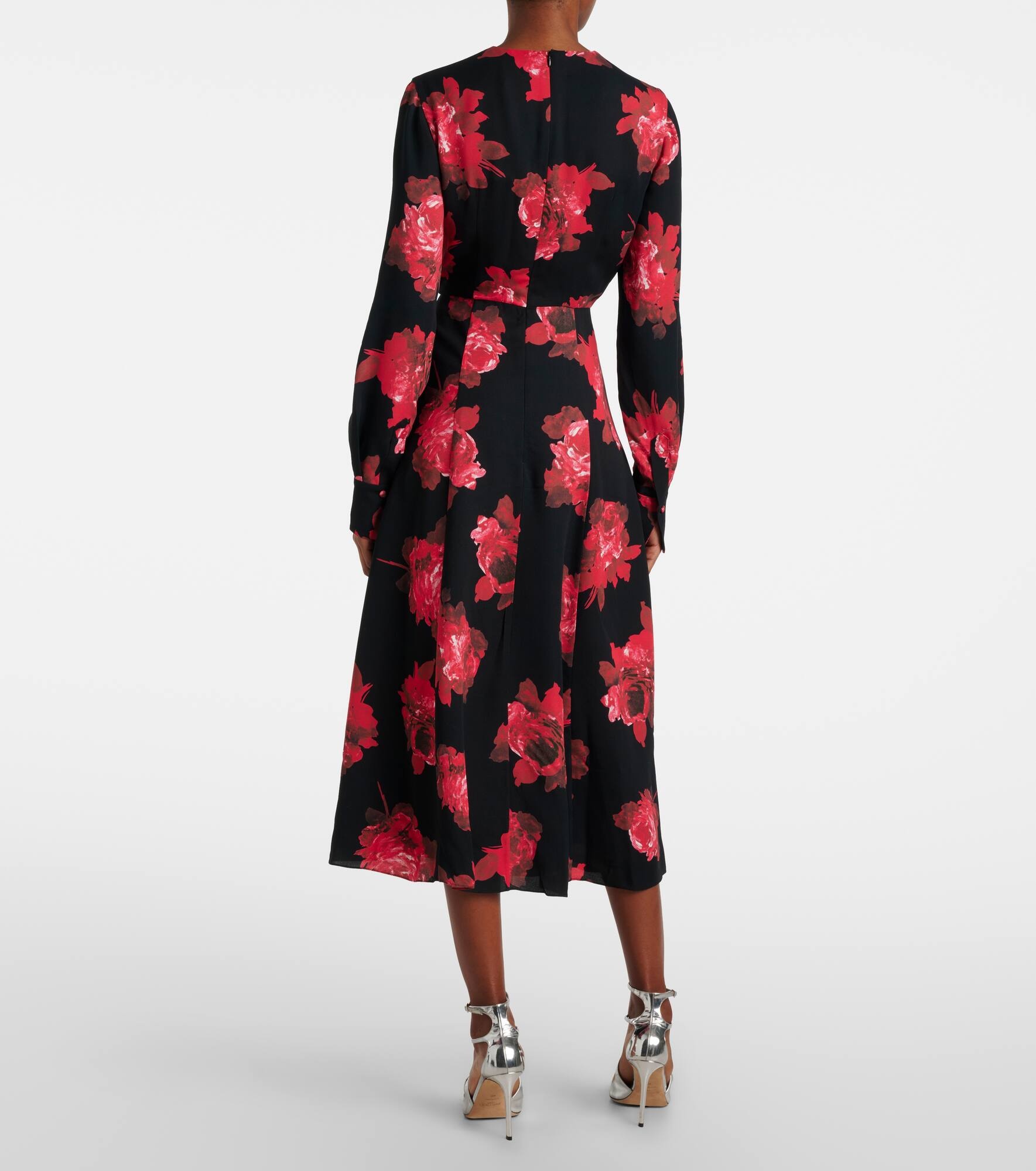 Floral crêpe midi dress - 3
