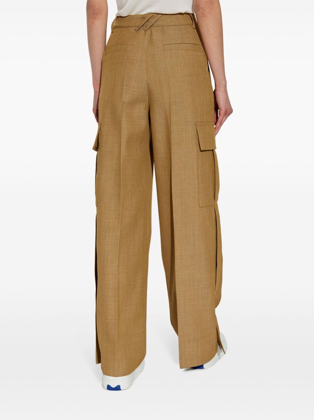pleat-detail wool cargo trousers - 4