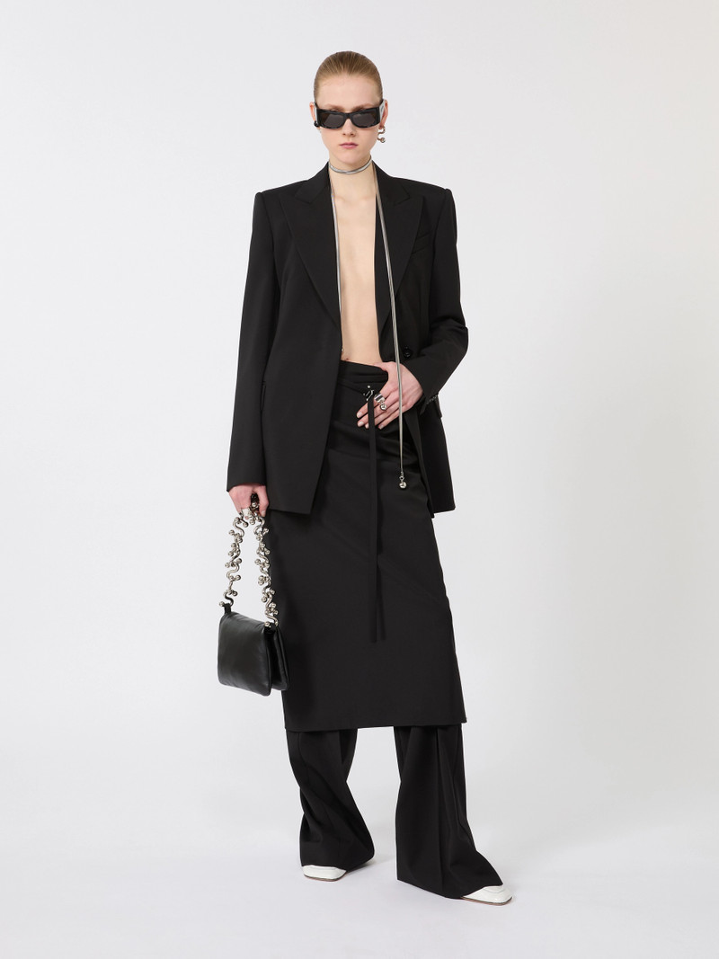 Sportmax Long wool skirt with belt - BLACK outlook