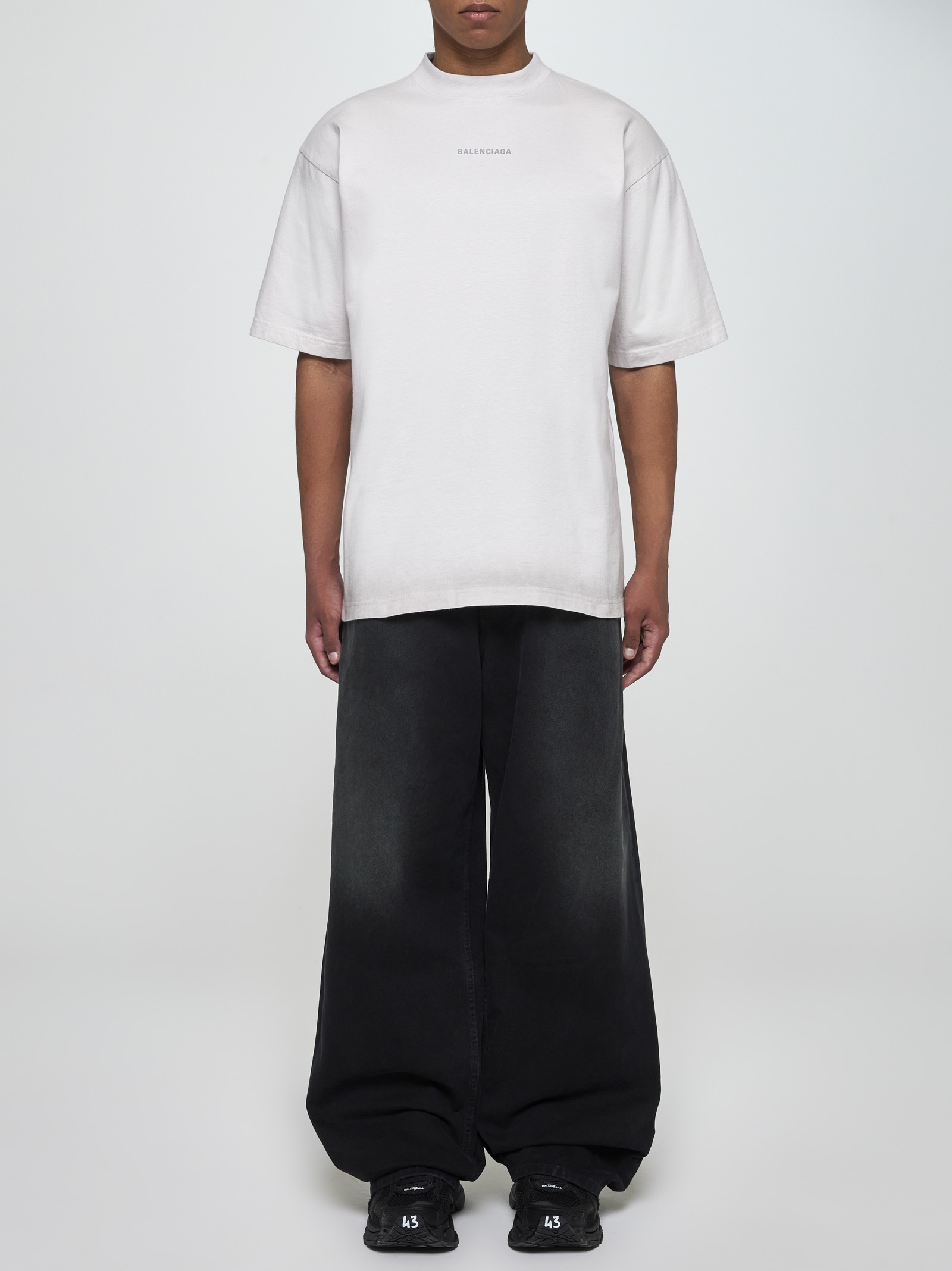 Tシャツ・カットソー Balenciaga Grigio Chiaro Stampa Con Logo Sul Davanti Girocol White T-shirt with logo Balenciaga - Vitkac AS