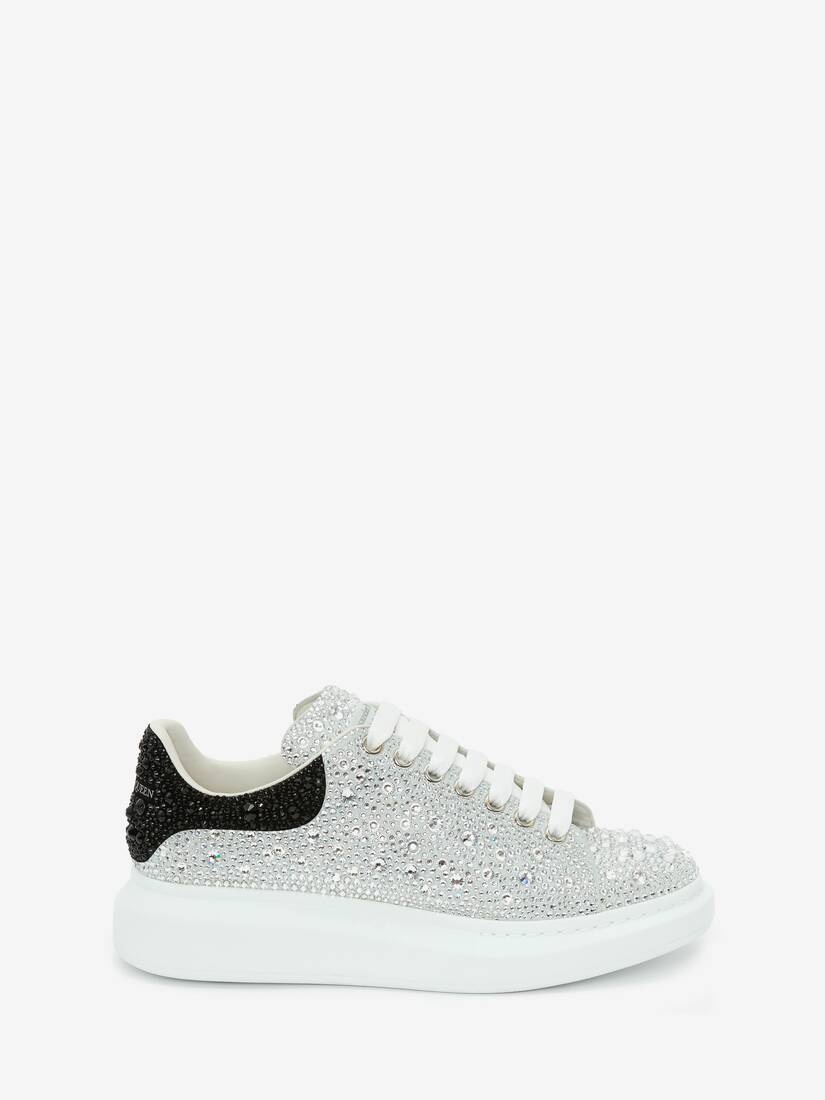 Men's Crystal-embellished Oversized Sneaker in White/black - 1