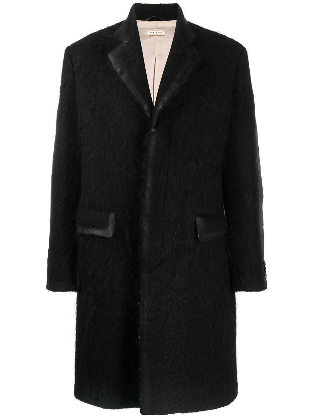 contrast trim single breasted coat - 1