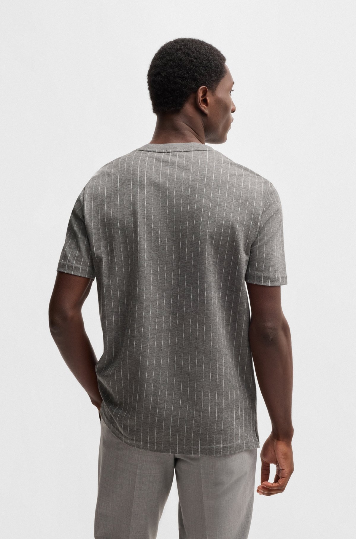 MERCERIZED-COTTON T-SHIRT WITH MIXED STRIPES - 5