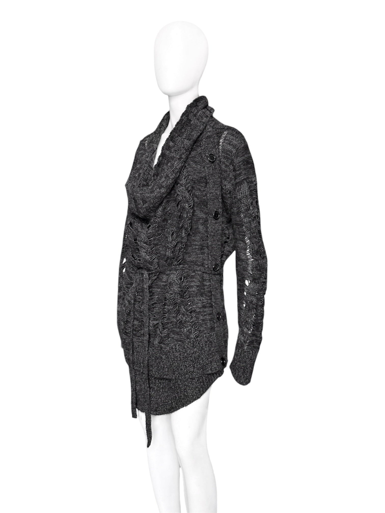 Ann Demeulemeester Fall 2010 Asymmetrical Alpaca Knit Long Cardigan - 5
