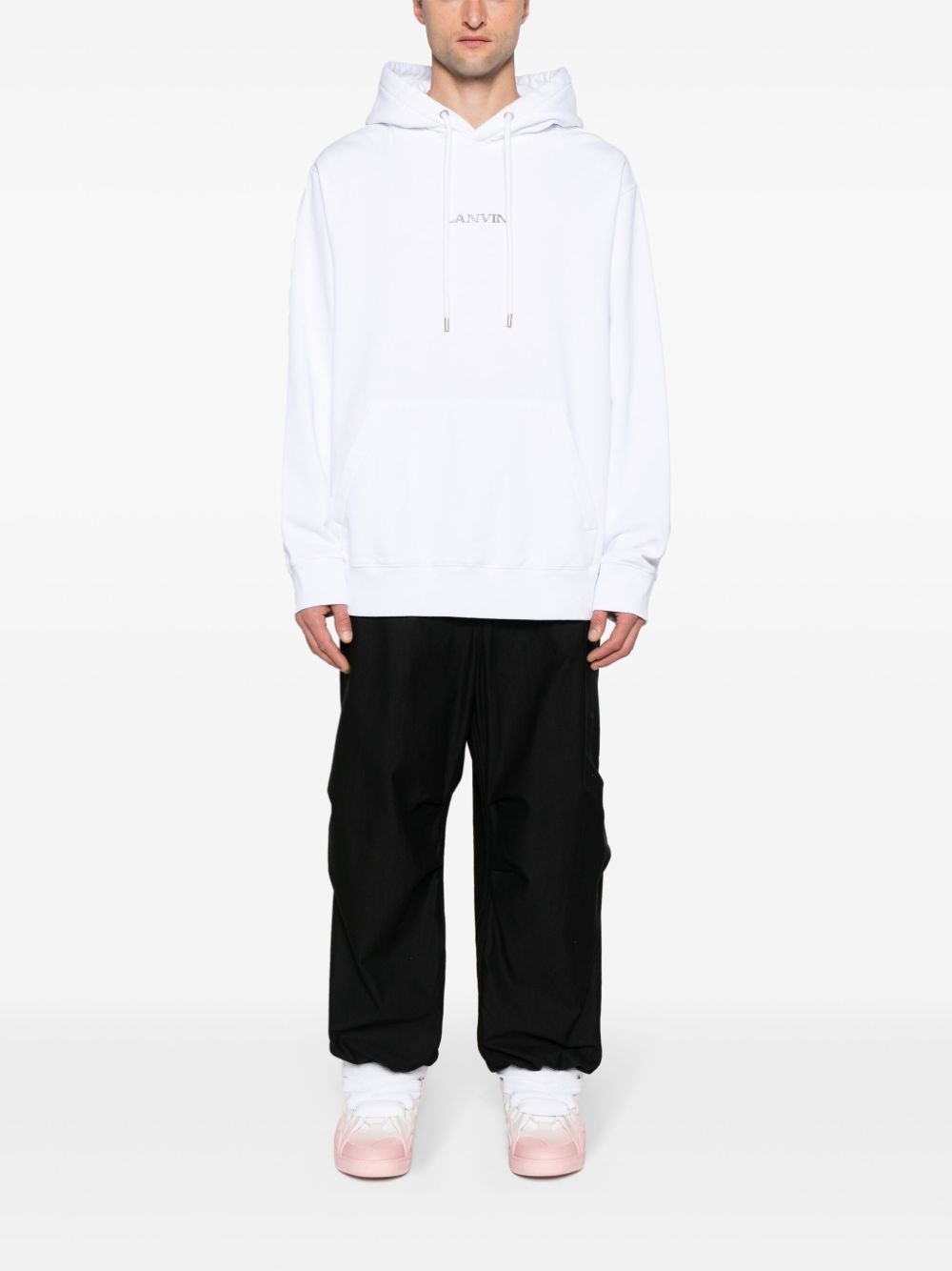 logo-embroidered cotton hoodie - 2