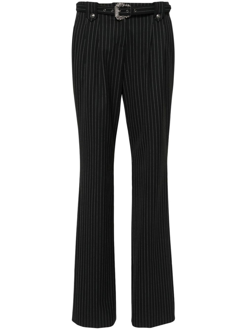 pinstriped logo-engraved straight trousers 1