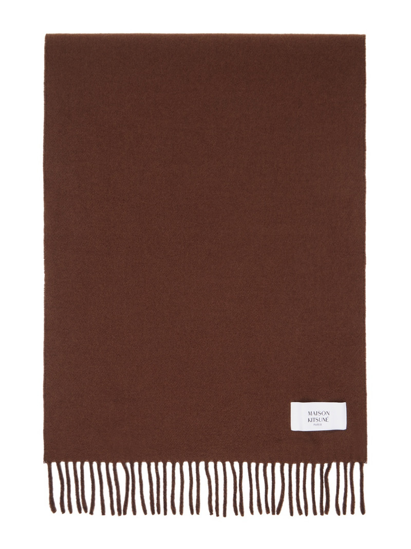 Maison Kitsuné Brown Bold Fox Head Double Face Scarf outlook