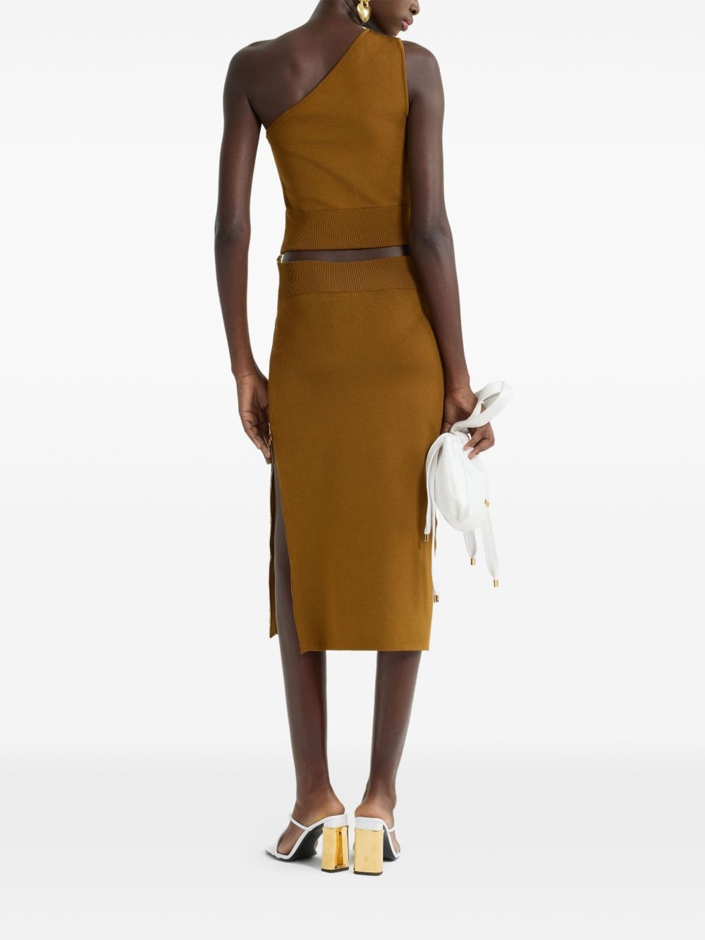 one-shoulder knitted top - 3