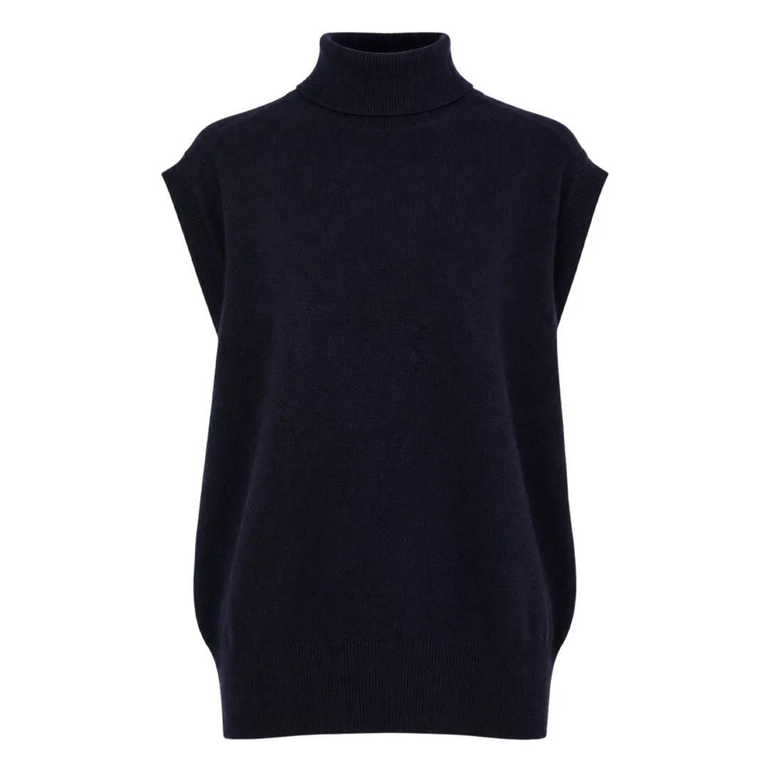 Sleeveless Turtleneck Knit Top - 1