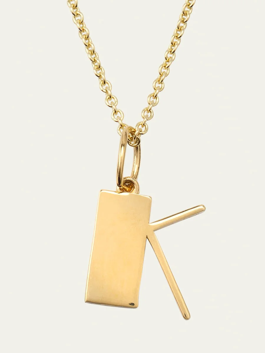 14K Pure Block Initial Necklace - 1