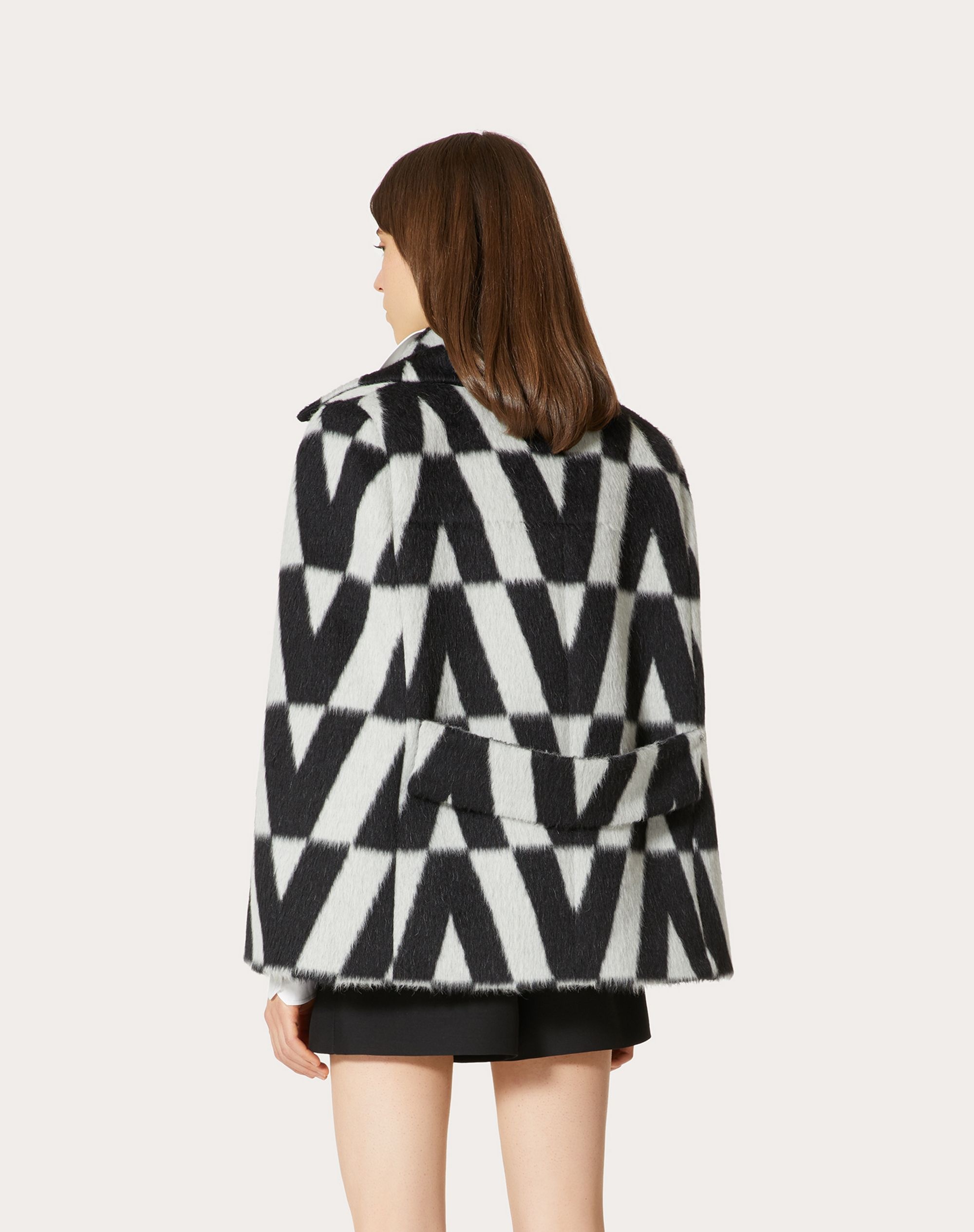 JACQUARD CAPE PEA COAT - 4