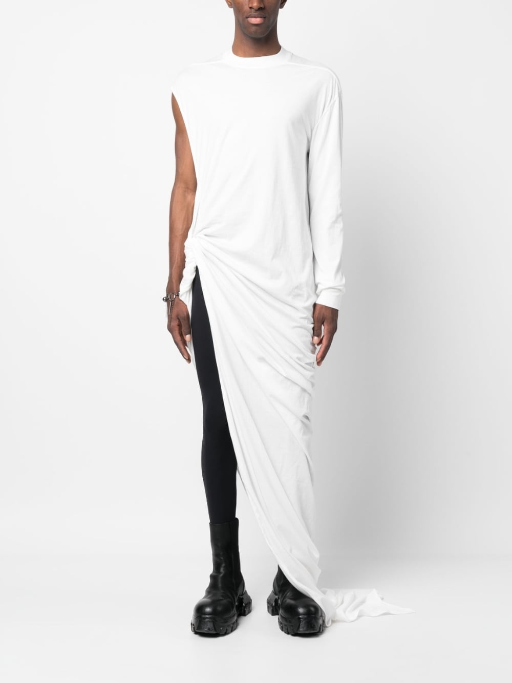 woven long-line T-shirt - 2