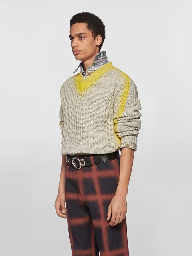 Marni MOULINÉ SHETLAND WOOL SWEATER WITH CONTRAST-SPRAYED SLEEVES AND NECKLINE outlook