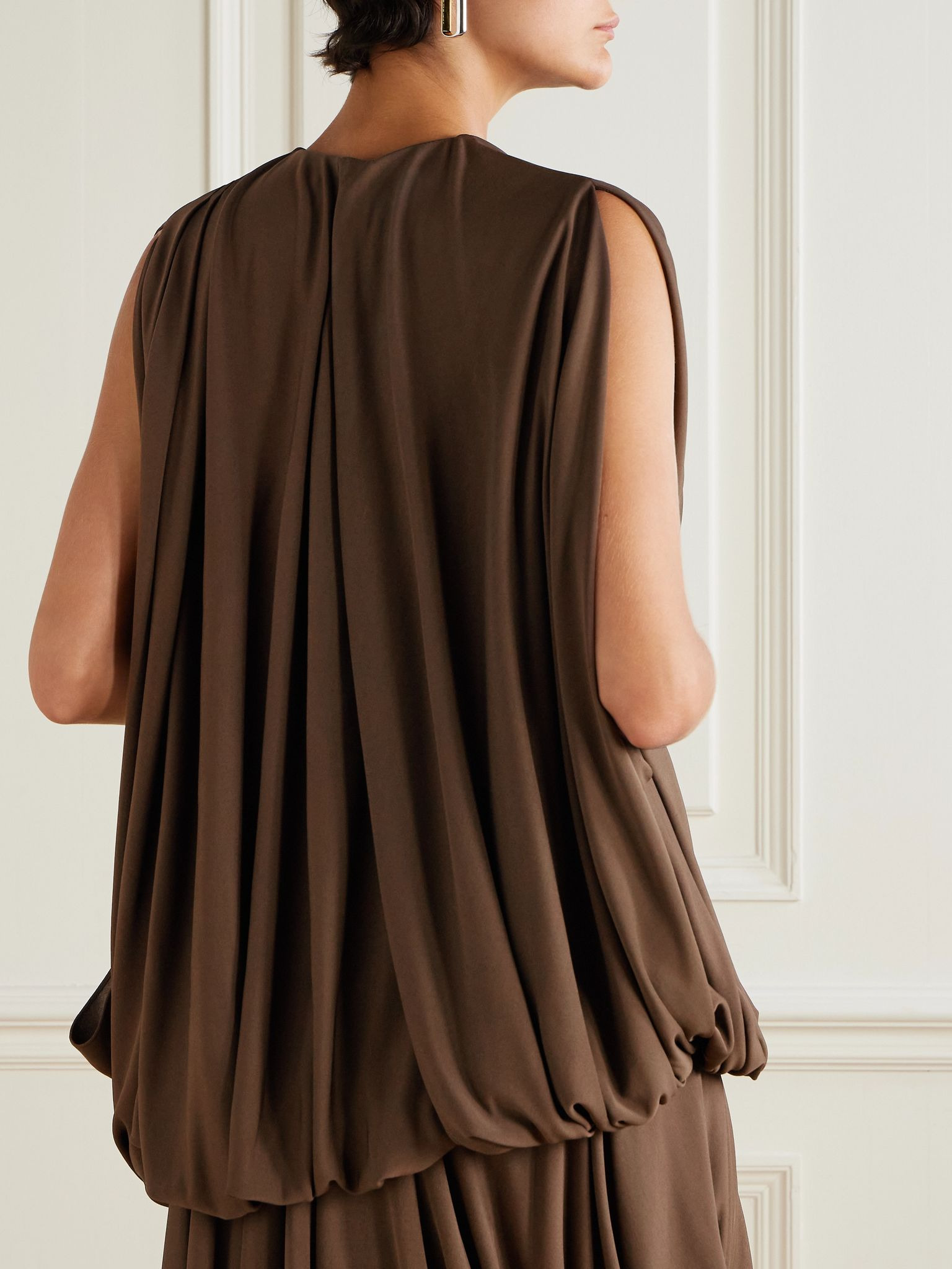 Draped jersey blouse Brown - 3