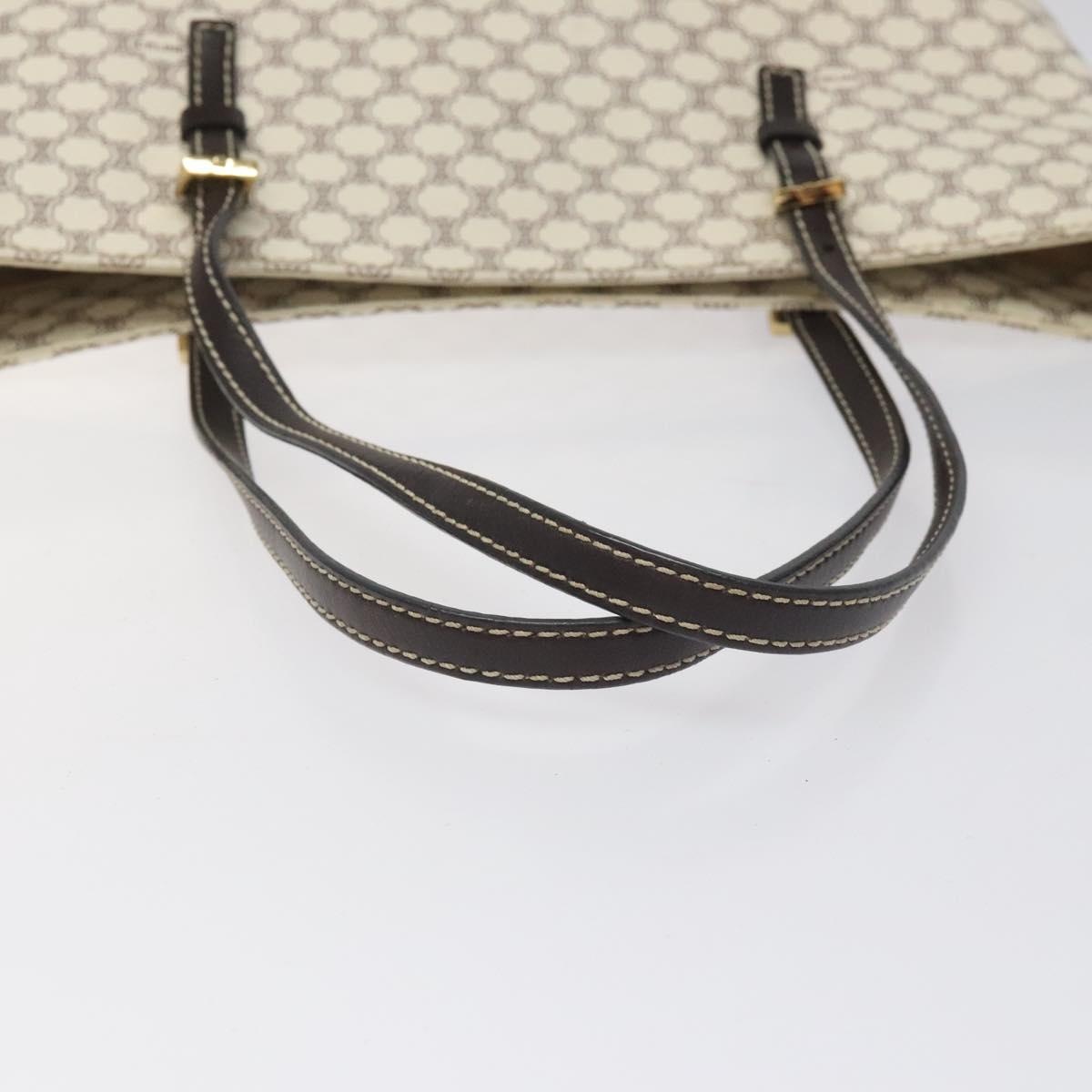 CELINE Macadam Canvas Tote Bag Pvc Leather Gold White - 7
