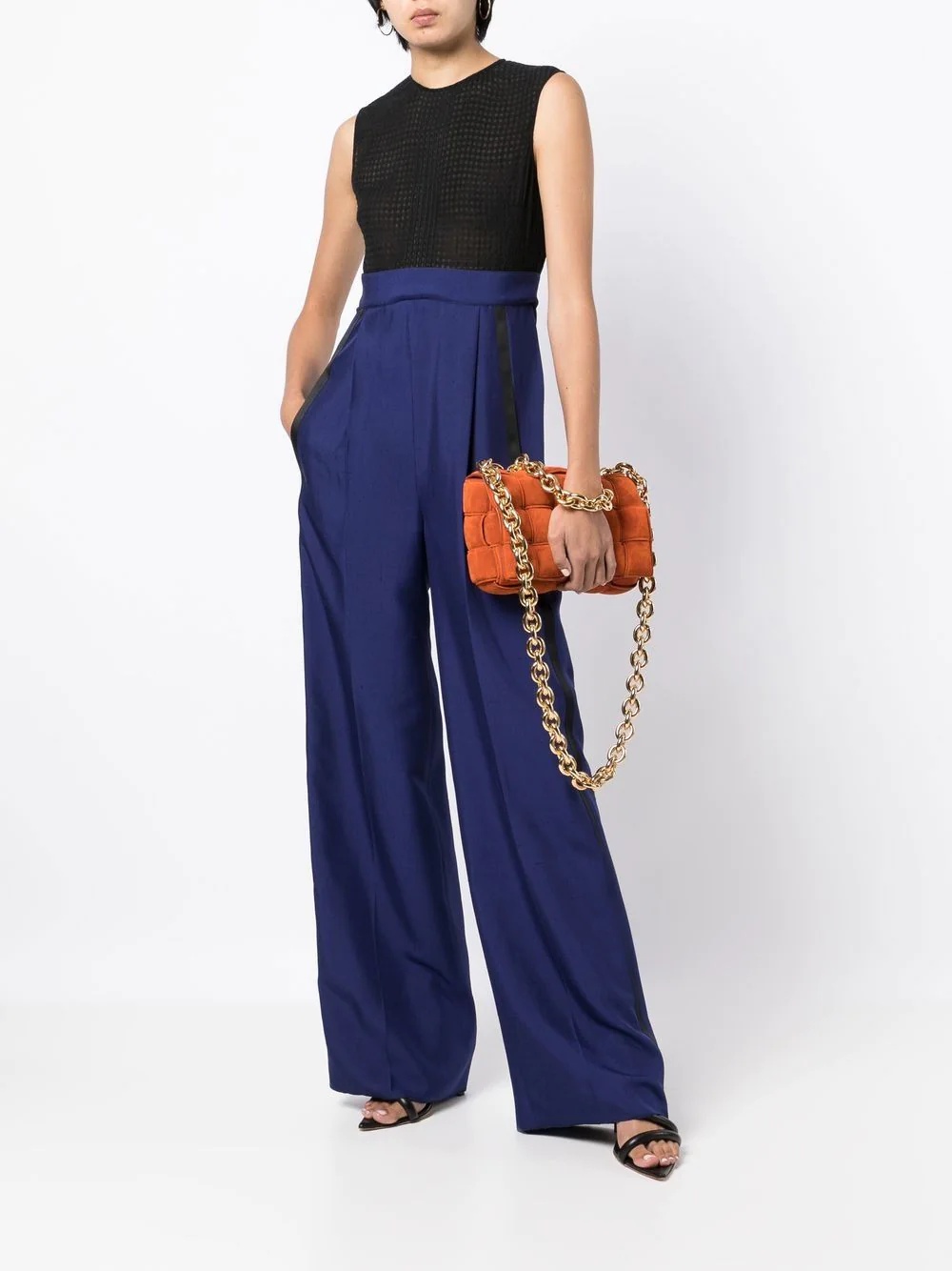 two-tone silk jumpsuit - 2