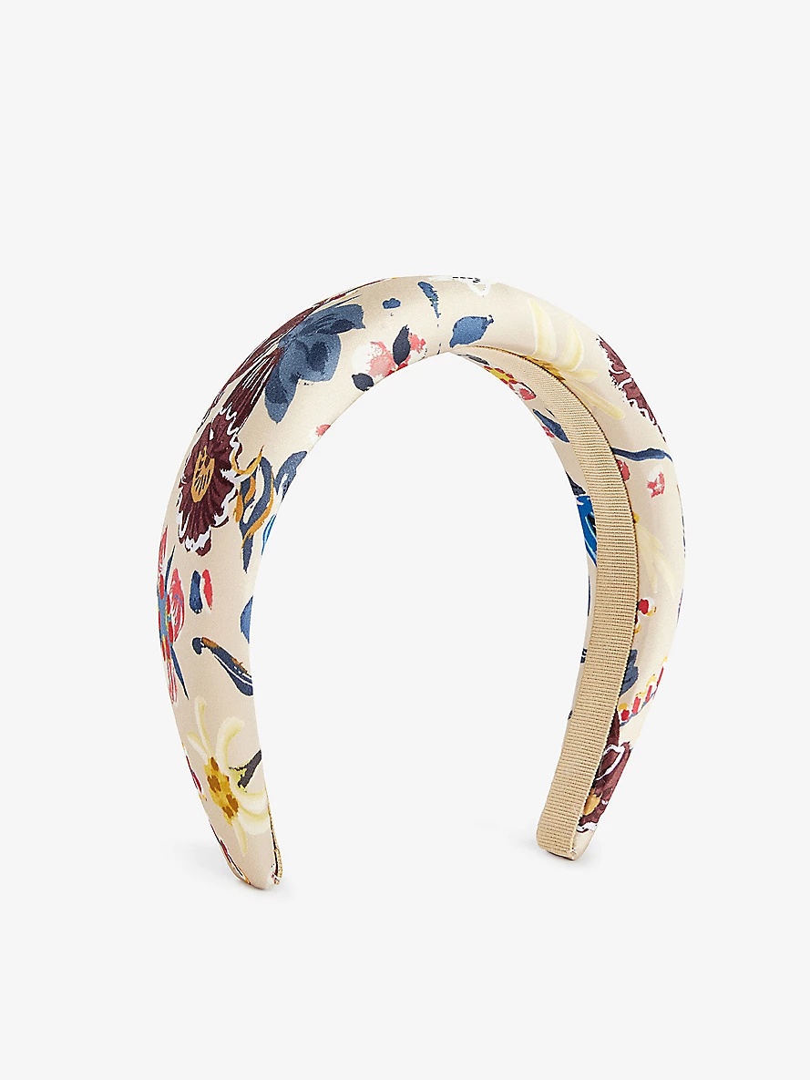 Folk floral-print silk headband - 1