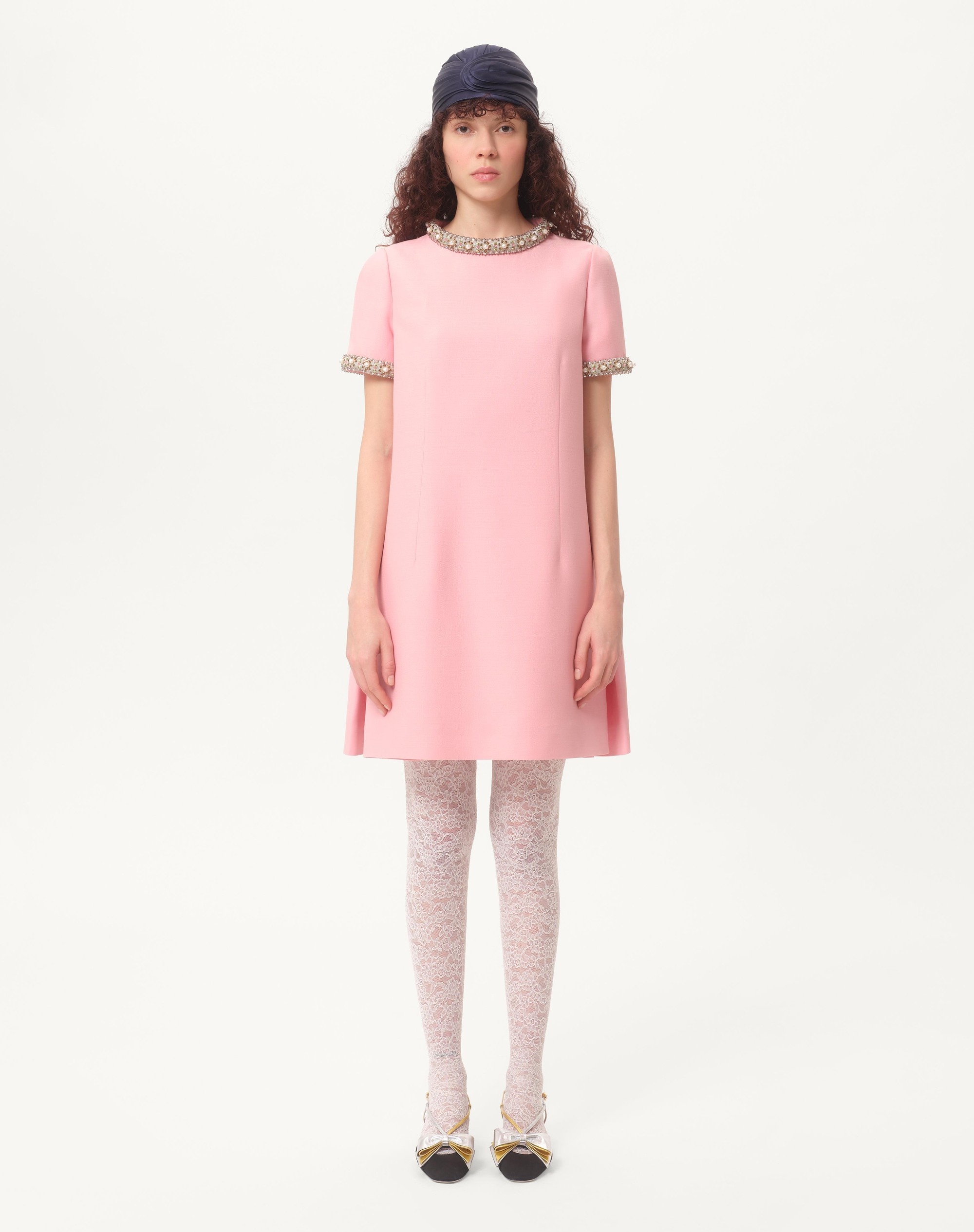 EMBROIDERED CREPE COUTURE SHORT DRESS - 4