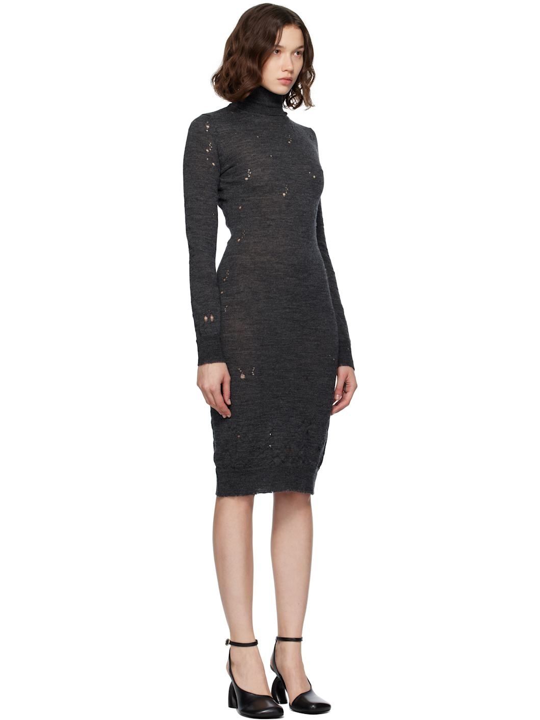 Gray Turtleneck Midi Dress - 2