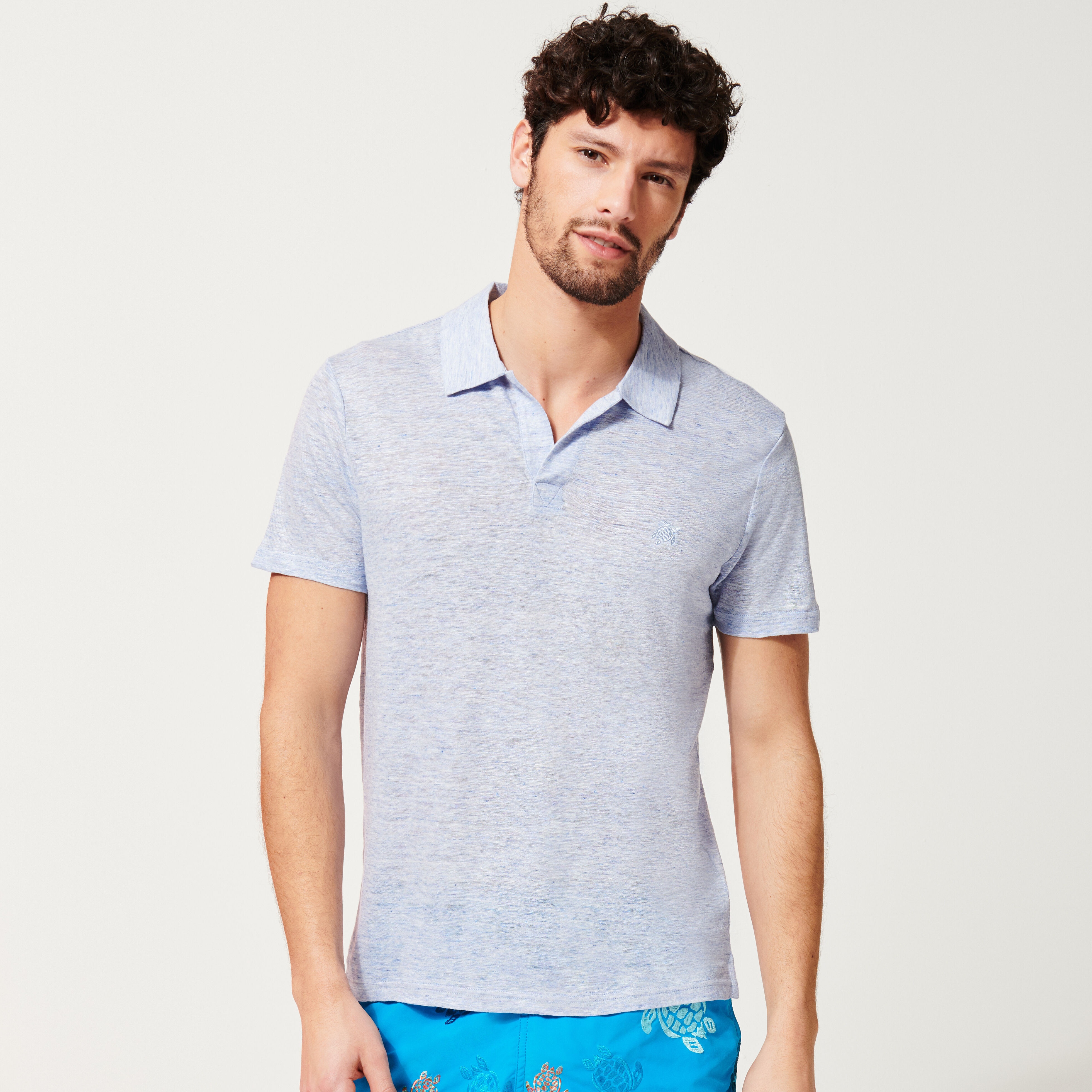 Men Linen Jersey Polo Shirt Solid - 3