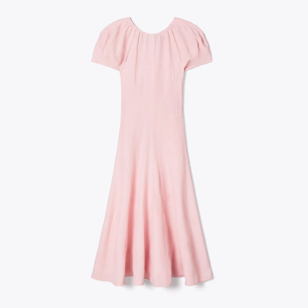 Balloon Sleeve Linen Dress - 1